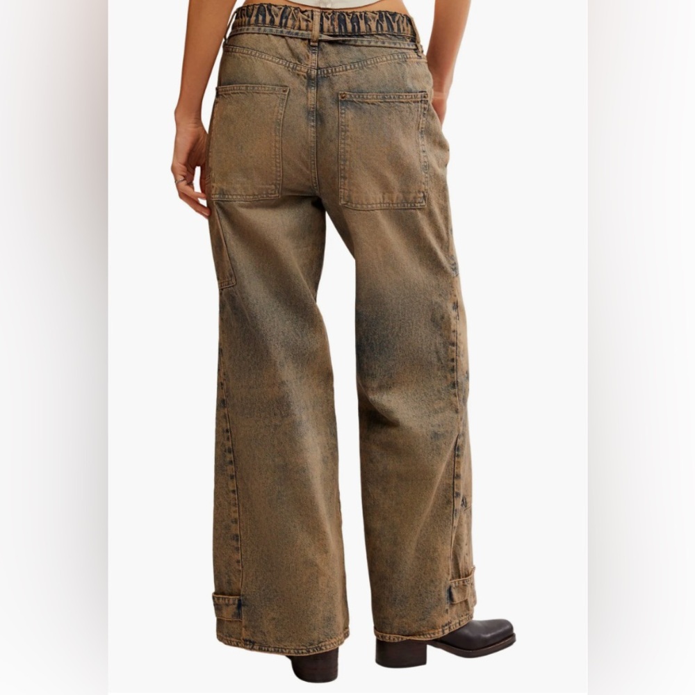 NWT FREE PEOPLE WE THE FREE Crvy Outlaw Wide Leg Jeans MEMPHIS MUD XL - Picture 5 of 9